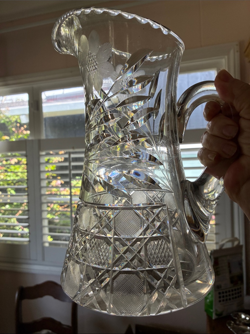 American Brilliant crystal pitcher